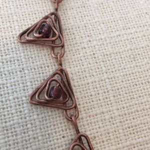 Anthropologie copper artisan Art deco necklace